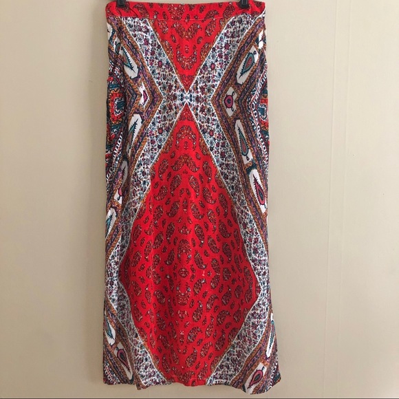 Boho Print Maxi Skirt w/ Pockets! - Picture 2 of 10